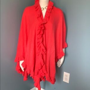 April Morin’ pink ruffle shawl open cardigan OS